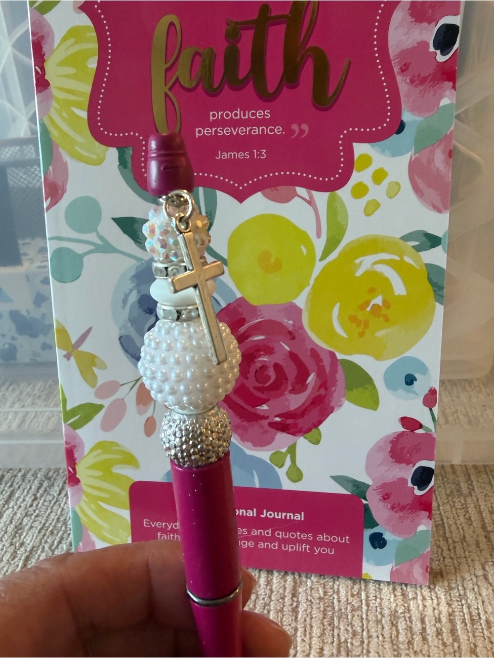 Inspirational Stationary Faith Journal Handmade Writing Pen Set James 1:3 Faith